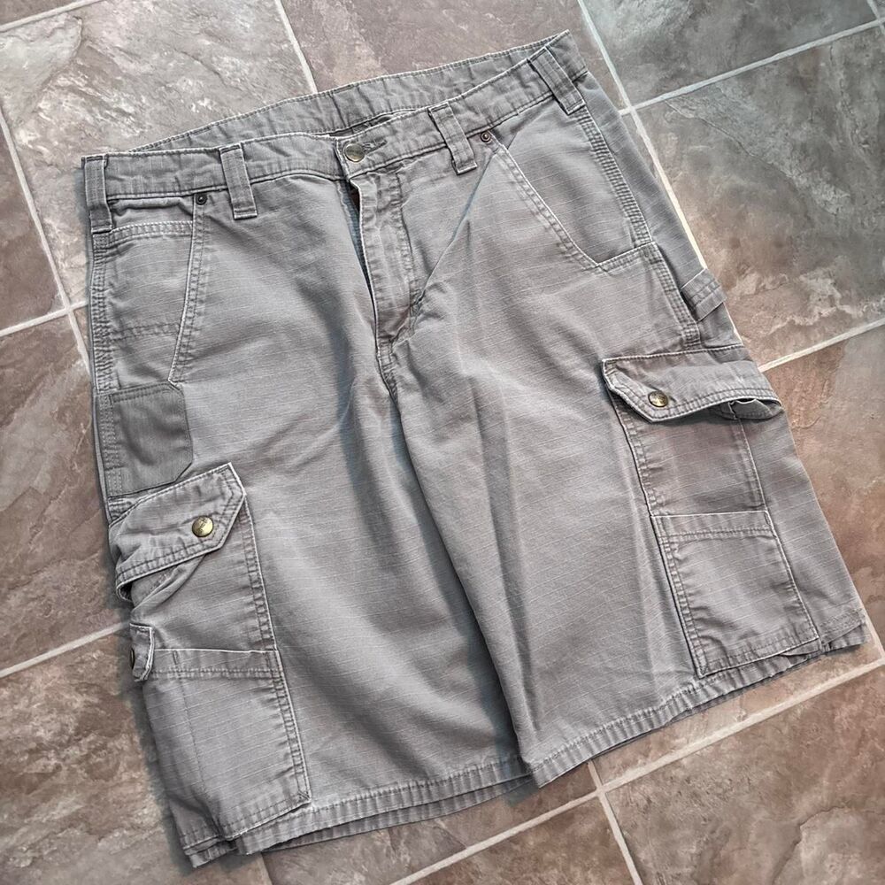 Vintage 2000s Y2K carhartt double knee esc beige jorts size 34x11, great shape